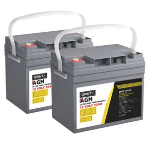 Giantz AGM Deep Cycle Battery 12V 50Ah x2 - Picture 1 of 7