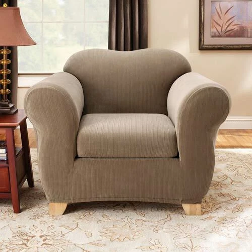 Surefit 2-Piece Box Cushion Chair Slipcover in Taupe New  - Image 1 of 1