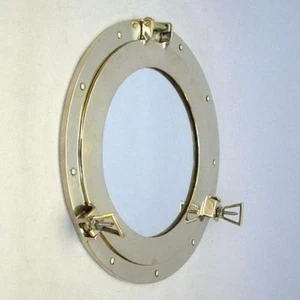 14" Brass Porthole Mirror ~ Brass Porthole~ Ship Porthole ~Nautical Decor~ Cabin - Picture 1 of 1