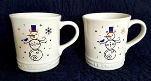 2er Set Becher 14 Unzen LE CREUSET Schneemann Noel weiß Steinzeug Winter Weihnachten - Bild 1 von 5