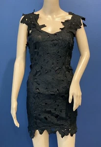 NWT – Papermoon Kill Joy Floral Crochet Sheath Dress - Size Small Black MSRP $68 - Picture 1 of 9