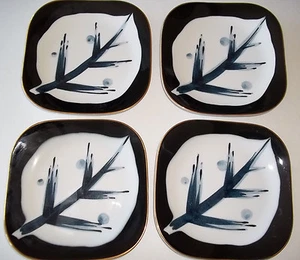 Toyotoki set 4 piatti quadrati vintage mod design stile Eames nero bianco grigio - Foto 1 di 11