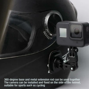 Motorcycle Helmet Adapter Base Metal Bracket Extension Arm for GOPRO Hero 10/9/8 - Picture 1 of 10