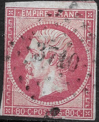 1853-60 FRANCE Sc#20b  ALGERIA Used POSTMARK#3710 VF - Image 1 of 2