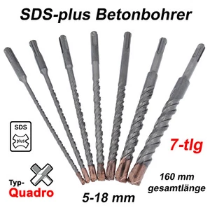 SDS-plus Betonbohrer Set 7-tlg Quadro Bohrer Hammerbohrer Steinbohrer 5mm - 18mm - Bild 1 von 7