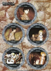 5 pcs paper coaster set Attack on Titan anime Eren Armin Reiner Annie Sasha - Picture 1 of 2