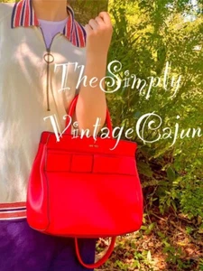 nine west red Bow Bag Satchel Crossbody Vintage Style 50s - Picture 1 of 7