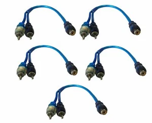 12 RCA Audio Jack Cable Y Splitter Adapter 2 Male to 1 Female Plug 5 Pcs - Picture 1 of 3