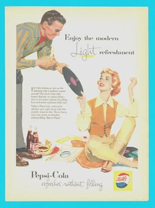 1957 Pepsi Cola Erfrischungsgetränk Schallplatte Album Musik Druck Werbung Burger Kronkorken - Bild 1 von 3