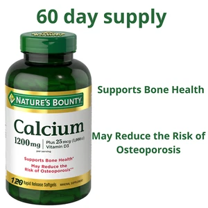 Nature's Bounty Calcium 1200 mg + Vitamin D3 1000 IU Supplement 120 Softgels - Picture 1 of 6
