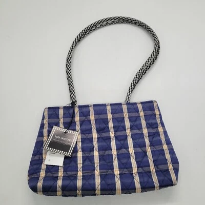 Vera Bradley Blue Plaid Purse Silk Collection Pockets Light Preppy NWT NEW - Image 1 of 4