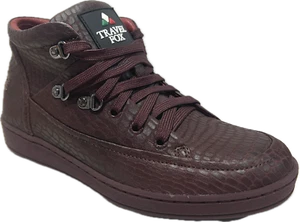 TRAVEL FOX Uomo Cancun Spider Lacciata in pelle Mid-Top Borgogna 916103-44 - Foto 1 di 4