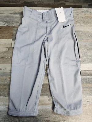 NEW Nike Vapor Select Boys Baseball Short Pants Gray Black Strip Sz Youth LARGE - Image 1 of 4