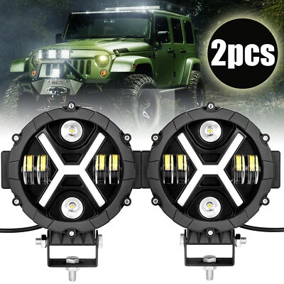 2X 7" INCH Round LED Work Light Bar Spot Lamp Off Road Driving Fog Lights White - Image 1 of 4