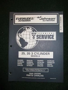 1996 OMC Evinrude Johnson Outboard Parts Catalog Manual 25 35 HP 3-Cylinder - Picture 1 of 4