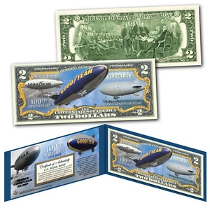GOODYEAR BLIMP 100th Anniversary 1925-2025 Genuine Legal Tender U.S. $2 Bill - Picture 1 of 3