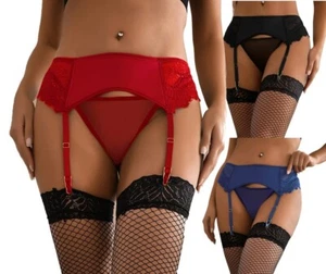 Wetlook Strumpfgürtel Strumpfhalter Strapse Dessous String hohe Taille S/XL - Bild 1 von 22