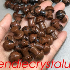 100pcs Natural Red Obsidian Mushroom Quartz Crystal Mineral 1" Gem Figurines - Picture 1 of 12
