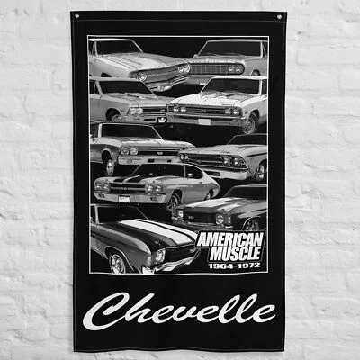 Bandera Chevelle Muscle Car, arte de pared decoración de cueva de hombre de garaje basado en 1964-1972 Foto 1 de 4