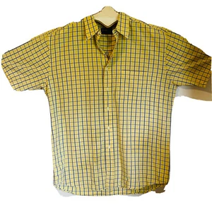 Pendleton Herren Hemd kariert gelb blau weiß Kurzarm Button Down Large - Bild 1 von 7