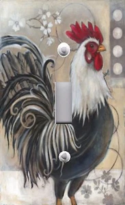 Light Switch Plate & Outlet Covers BLACK AND WHITE FRENCH ROOSTER - Picture 1 of 26