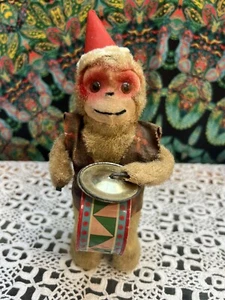 Vintage Alps Japan Windup Musical Monkey with Cymbals and Drum WORKS! - Picture 1 of 6