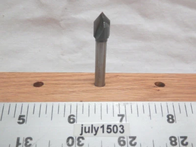 (1) NUEVA MLCS 3/8" D 90° ranura en V punta de carburo broca de enrutador vástago de 1/4" n2 Foto 1 de 4