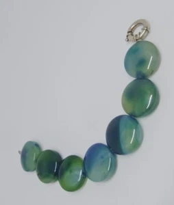 BRACCIALE DONNA ARGENTO 925 PIETRE AGATA VERDE VINTAGE GEMME SILVER BRACELET - Imagen 1 de 1