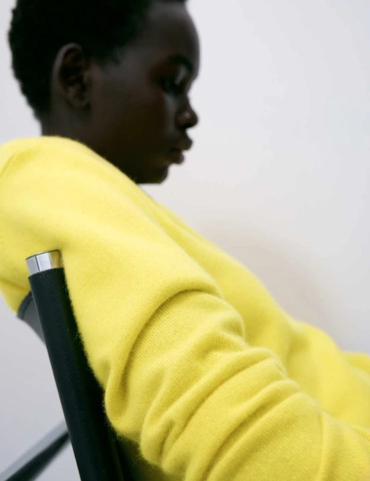 Marks & Spencer Womens Yellow Cashmere Crew Long sleeved Women Jumper - M&S — 第 1/4 张图片