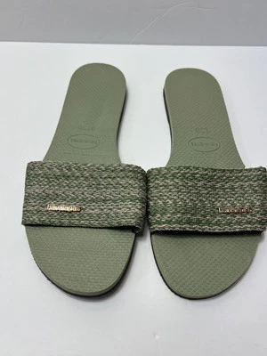 Sandalias para mujer Havianas EE. UU. 11/12 talla 42/43 verde tejido deslizable alpargatas nuevas sin etiquetas Foto 1 de 4