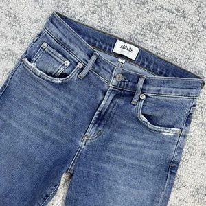 AGOLDE Toni Jeans Donna 24 Blu Slim Fit Lavaggio Leggero Elasticizzato Orlo Grezzo - Foto 1 di 13