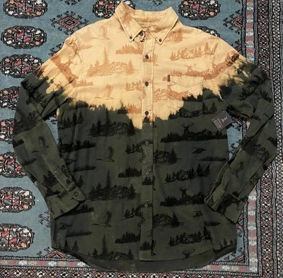 Camisa Chaps Para Hombres Estampado Ciervo Madera Talla L Verde y Naranja Tie Dye Wilderness Nueva Con Etiquetas Foto 1 de 4