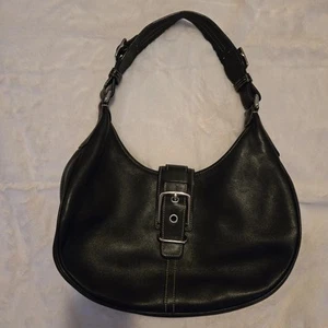 Coach Vintage Hamptons Leather Buckle Shoulder Bag - Black -7548 Exc. Condition - Picture 1 of 10