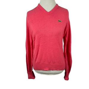 Vintage Lacoste Izod Pink Sweater Gator Logo Soft USA made Womens Size M - Picture 1 of 12