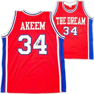 Houston Cougars Hakeem Olajuwon Autographed Signed Red Jersey JSA - Picture 1 of 7