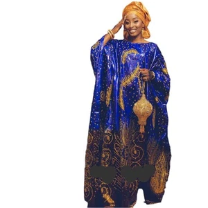 2025 First Quality Print Bazin Riche Boubou African Traditional Wedding Dress - Bild 1 von 18