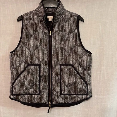 J. Chaleco acolchado doble acolchado para mujer XL negro tostado Chevron con cremallera dorada Foto 1 de 4