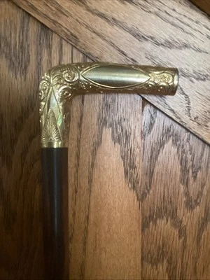 Bastón antiguo vintage con mango relleno de oro sin monograma extremo de cuerno Foto 1 de 4