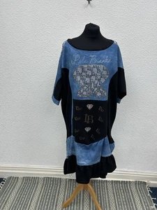Vestido Lola Bianka Talla XL Reino Unido 18 Largo Envolvente Lentejuelas Manga 3/4 Cambray - Imagen 1 de 14