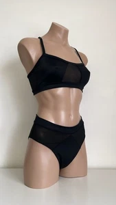 Schminke 🌼 pole dance wear bra top high waisted bottoms Spandex mesh pole-dance - Bild 1 von 19