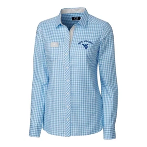 Cutter & Buck WVU Ladies League Gingham Shirt - Picture 1 of 1