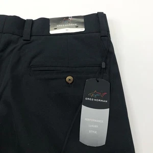 Greg Norman NWT 32 (Fit 32W) Golf Polyester Pleated 9.5" Chino Shorts Black - Picture 1 of 8