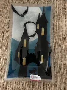 Peggy Karr Rare Vintage Signed Haunted House Fused Art Glass Plate Tray. - Picture 1 of 7