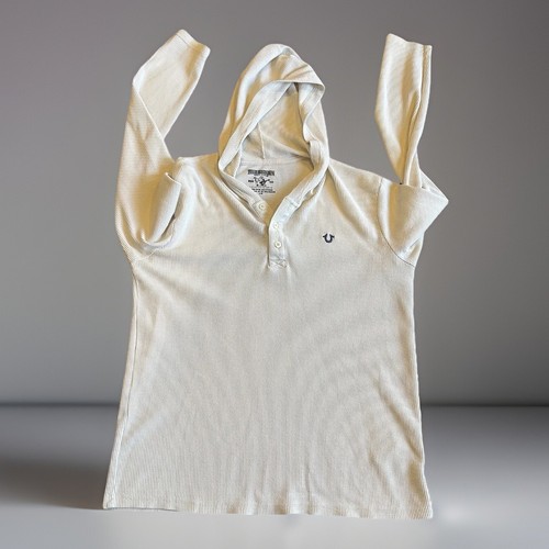 OFF WHITE Felpa con cappuccio maglione maglia termica True Religion panna abbronzatura uomo grande street wear