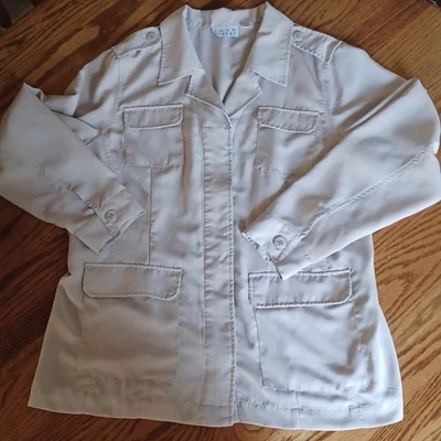 Chaqueta Joan Rivers Sedosa Para Mujer Talla 14 Estilo Safari Poliéster Taupe Piedra Foto 1 de 4