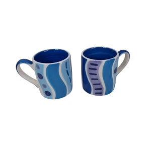 Whittard Chelsea Espressotassen x 2 blau & weiß handbemalt Keramik 6,3 cm hoch - Bild 1 von 14