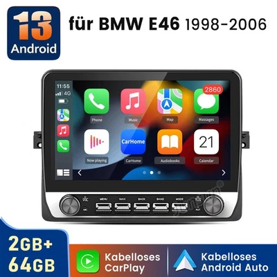 Carplay Android 14 Autoradio Für BMW 3er E46 1998-2006 GPS Navi WIFI BT SWC DSP - Bild 1 von 4
