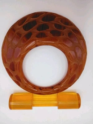 Vtg 1950s Lucite Tortoiseshell Colored Purse  Loop & Bar - Image 1 of 4