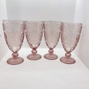 The Pioneer Woman Amelia Glasses Set of 4 Rose coloured Goblets - Picture 1 of 8