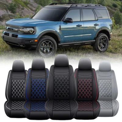 Capas de assento de carro 2/5 assentos dianteiros traseiros couro ecológico couro ecológico para Ford Bronco Sport 2021-2022 - Imagem 1 de 4